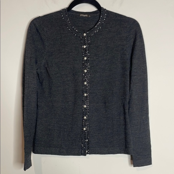 J. McLaughlin | 100% Merino Wool Cardigan Beaded Details Size Small - Picture 1 of 5